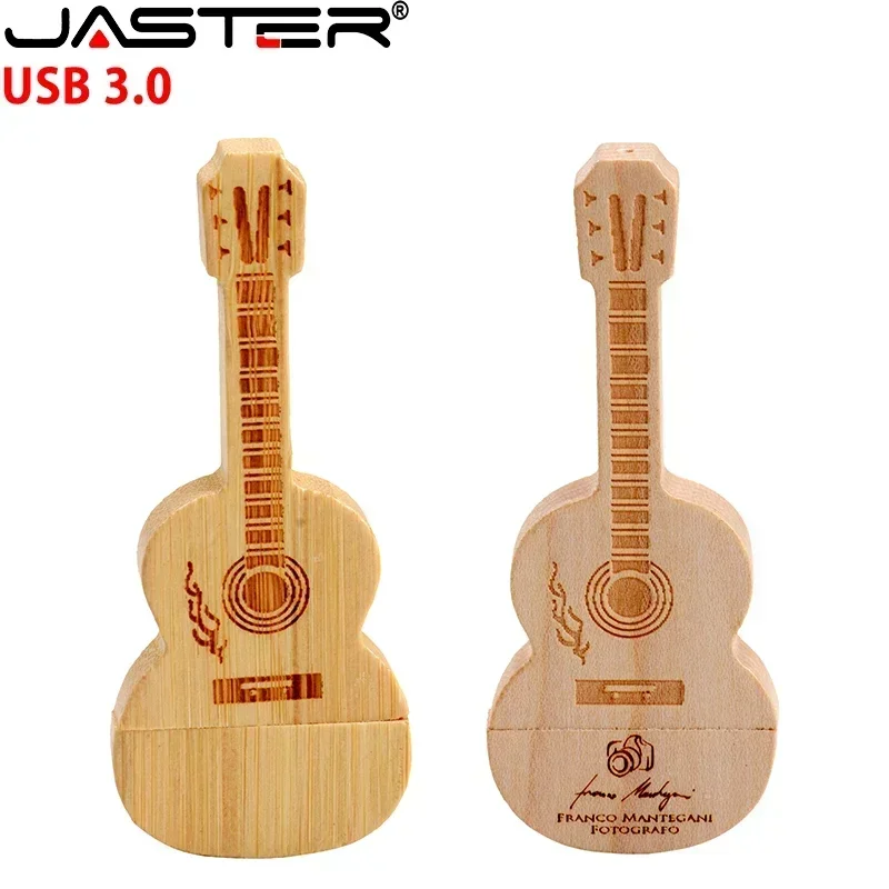 Jaster-guitarra de Madeira Usb 3.0 Flash Drive com Logotipo Personalizado Gratuito Memory Stick Criativo Presentes de Casamento Pendrive 16gb 32gb 64gb 128gb - Imagem 2