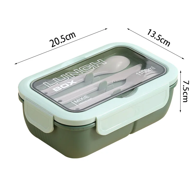 Lunch Box For Adults and Student 3 Grids Leakproof Microwaveable Seal Bento Box With Fork Spoon and Knife 1100ML bento lunch box food lunch box lunch box