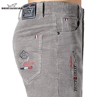 Winter New Men's Corduroy Pants, Casual Straight Thicken Cotton Men's Black Trousers, Grey Mid Waist Italy Style Pants,Big Size