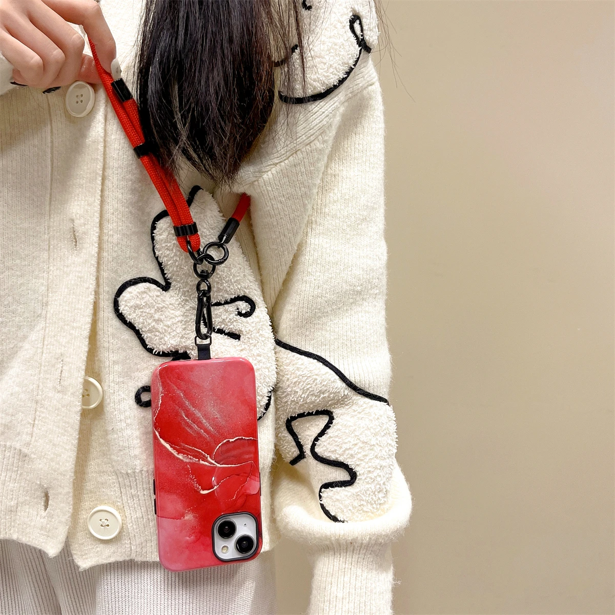 Red Marble Pattern IntInclusive Phone Case for iPhone