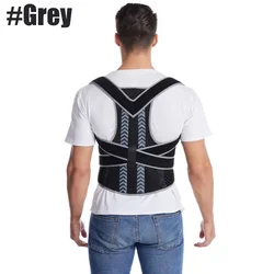 Ergonomic Adjustable Posture Corrector - Comprehensive Back, Lumbar & Shoulder Support for Enhanced Comfort (Gray - 1PCS)