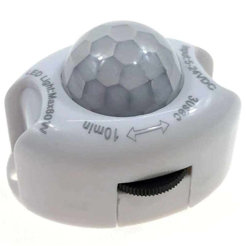 

PIR Infrared Motion Sensor Detector DC5-24V Auto on Off Timer Switch Home LED Light Body PIR Motion Sensor Lamp(White)