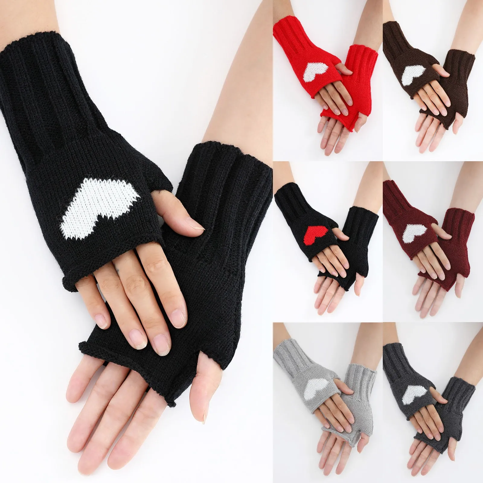 

Ladies Warm Knit Fingerless Gloves Convertible Mittens Fashion Flowers