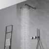 Luxury gun gray brass bathroom shower system concealed design dual handle cold and hot dual control dual function Shower Set 2