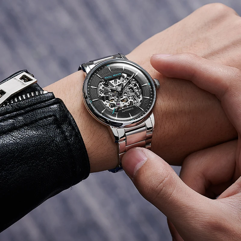 WM Watch WellyMerck Automatic Mechanical Watches Man Business Casual Water Resistant 316L Stainless Steel Premium Watch WM017