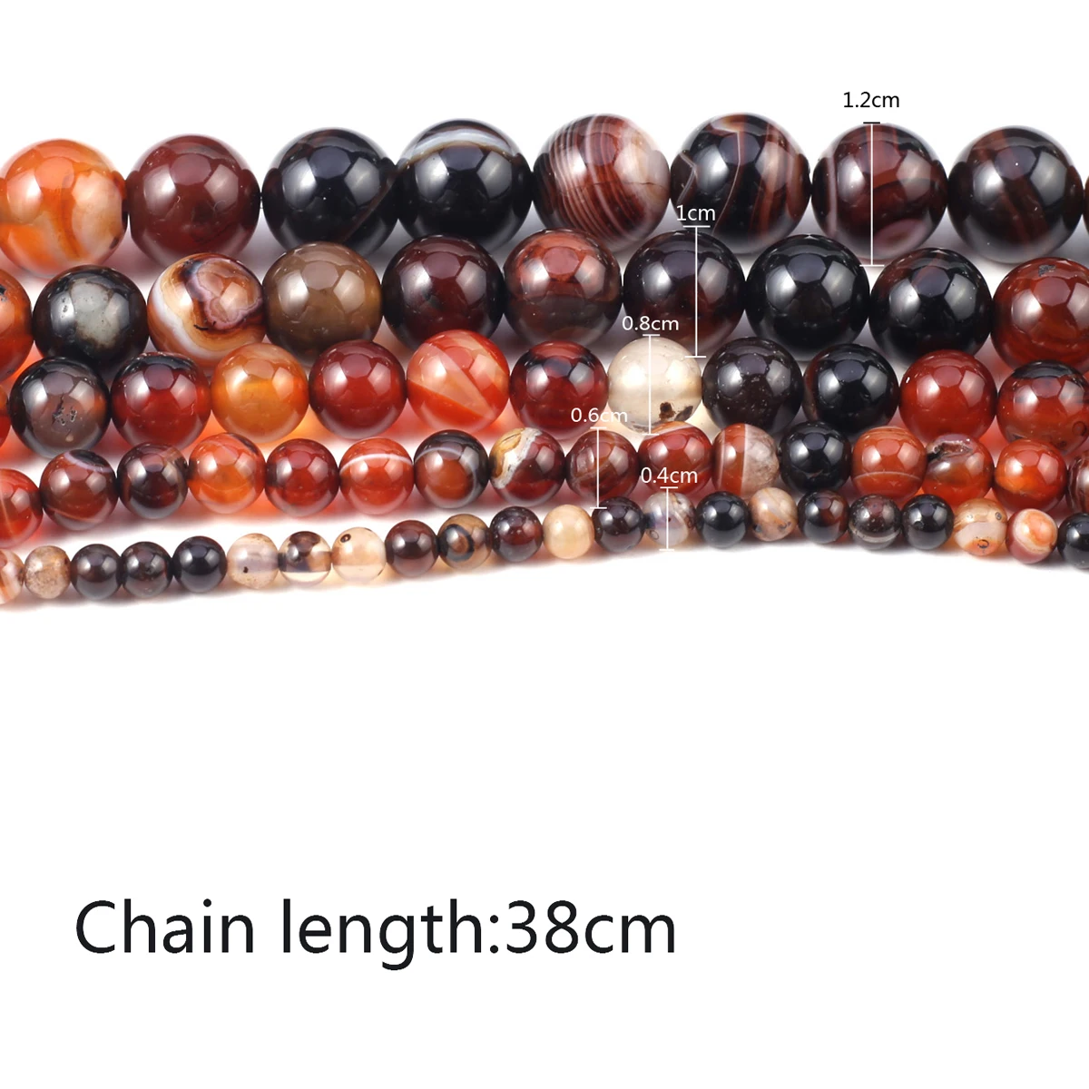 

Natural Stone Gemstone Beaded Round Reddish Brown Striped Agate Loose Beads for Jewelry Making DIY Necklace Bracelet Accessories