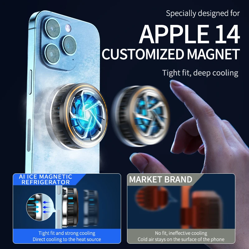 DY18 Magnetic Mobile Phone Silent Semiconductor Refrigeration Cooling Fan Radiator for iPhone Android Universal PUBG Game Cooler