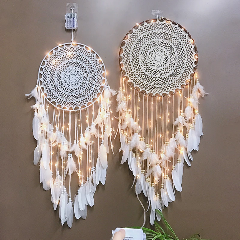 Dream Catcher Wall Decoration Big Dream Catcher Hanging Light Nordic Girls Room Nursery Kids Decor 5