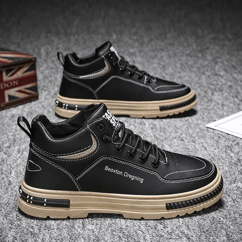 

Sneakers Men Casual Shoes Mens Sneakers Fashion High Top Shoes for Men 2023 Lace Up Platform Ankle Boots Winter Cotton Footwear