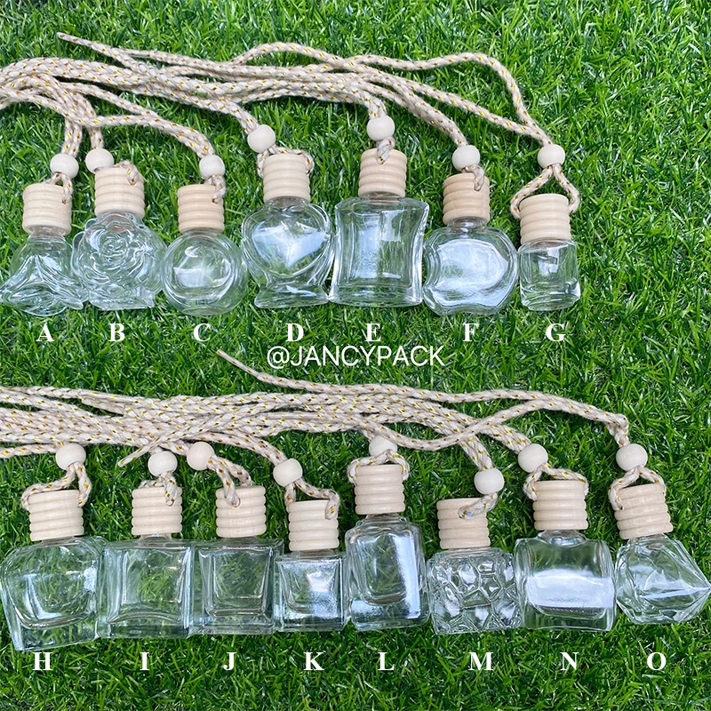 10/30/50pcs 10-15ml Empty Aroma Bottle Perfume Essential Oil Glass Car  Pendant Decoration Cosmetic Container Fragrance Ornament - AliExpress