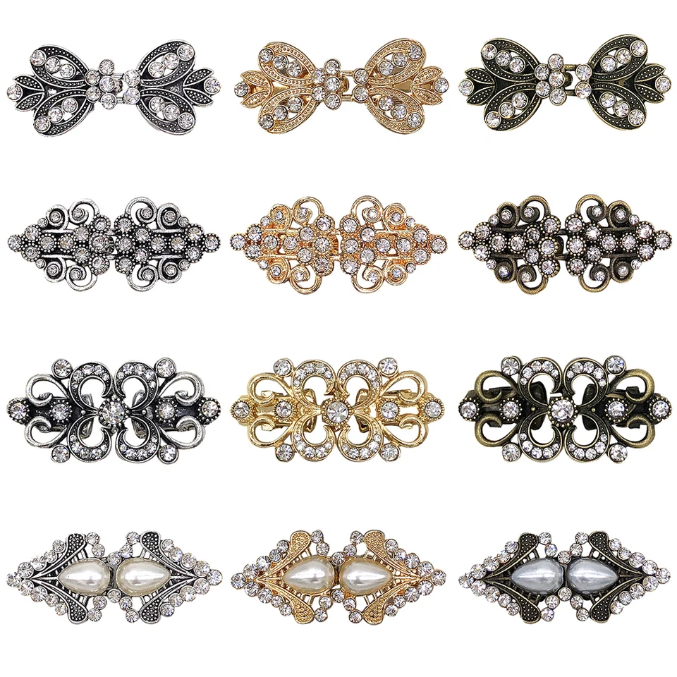 3 Fermagli Portafoglio Vintage Per Cardigan E Scialle, In Metallo, Colori Argento Antico, Oro, Bronzo Antico