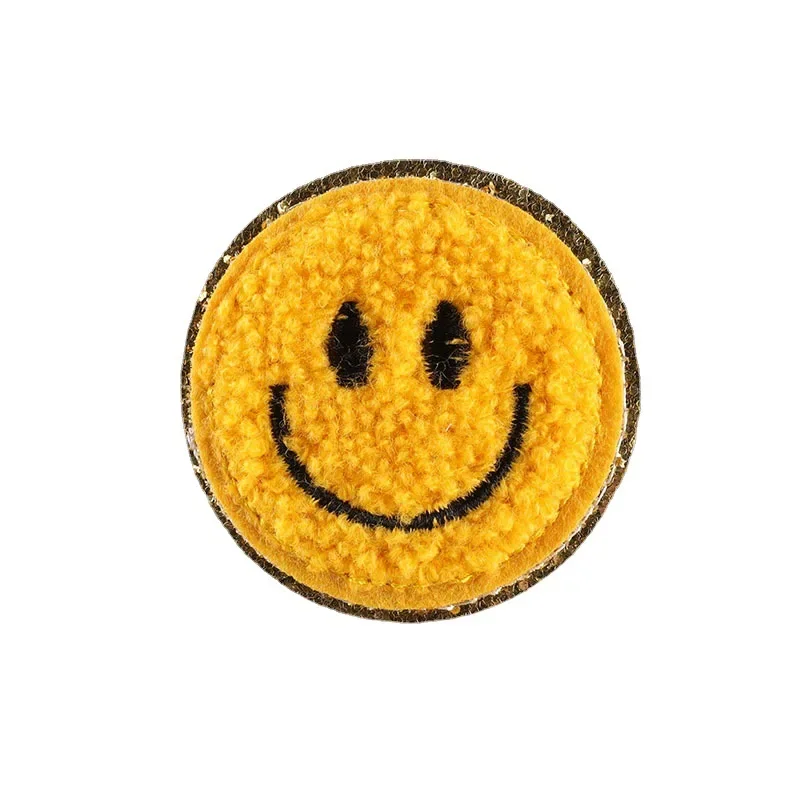 Embroidered Computer Towel Badge Clothing Accessories Gold Edged Smiley Face Patch Fabric Sticker Back Glue Repair Kit