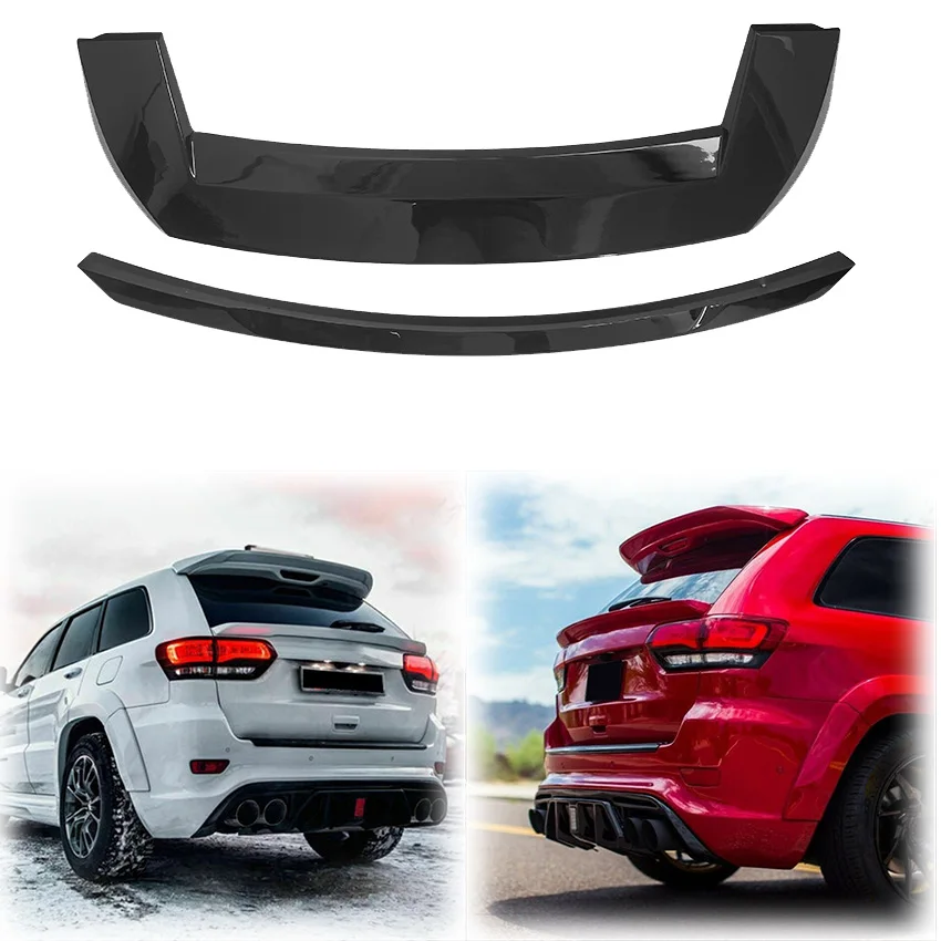 

2013-2020 For Jeep Grand Cherokee Rear Roof&Mid Spoiler Trunk Wing Lip Glossy Black/Carbon Fiber Look By ABS Body Kit Decoration