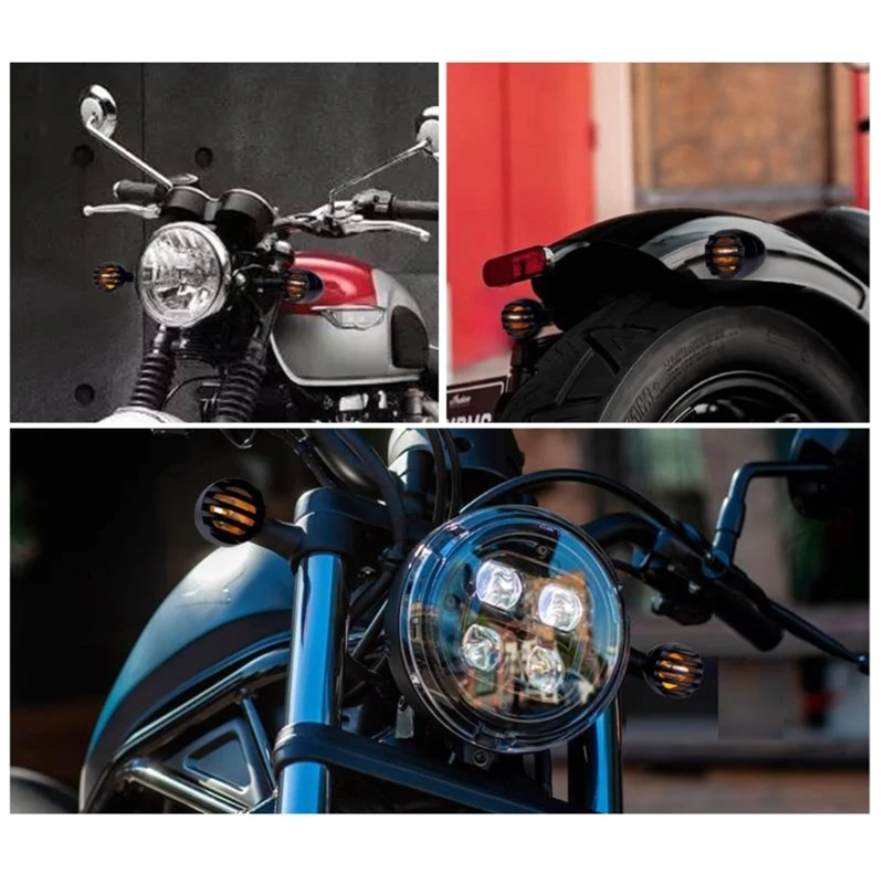 Qiilu 2 Pezzi Frecce LED Per Moto – 12V Universali – Lampada Stop E Indicatori Di Direzione – Colore Nero