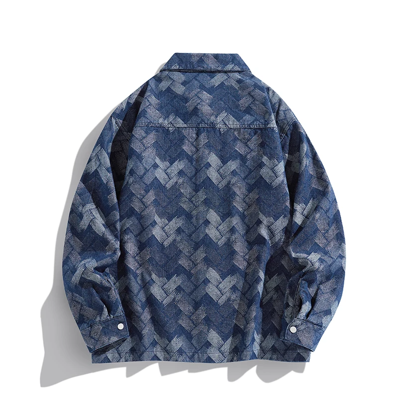 spring 2026 model denim jacket for men, american style trendy brand, men's and women's couple shirt with insel collar jacket Spring 2026 model denim jacket for men, American-style trendy brand, men's and women's couple shirt with insel collar jacket 3