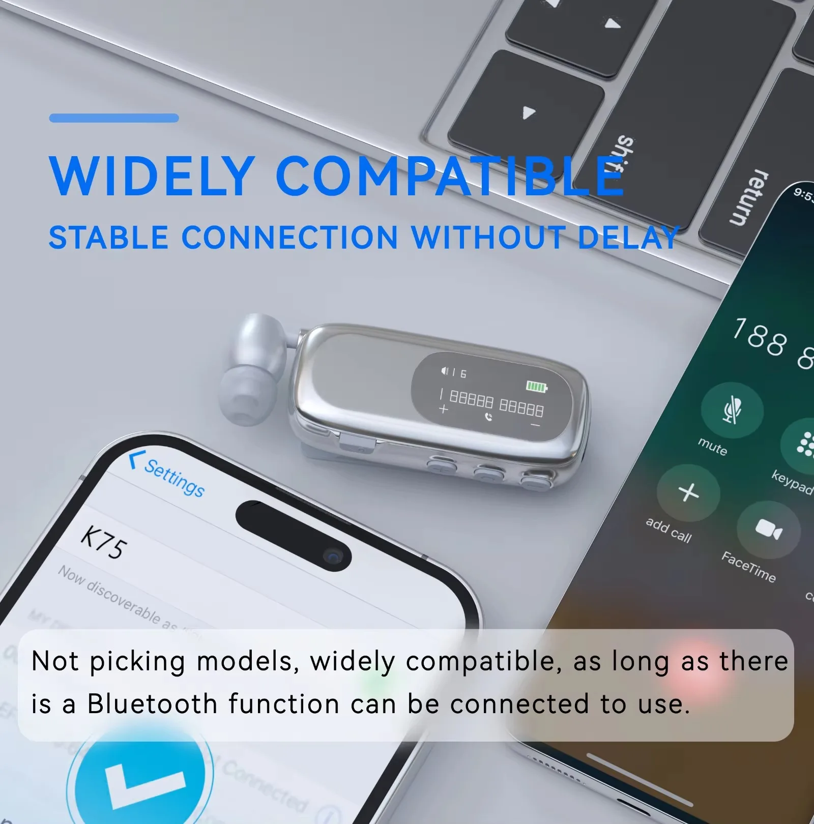 K75 Wireless Bluetooth headphones Noice Cancelling ultra-long battery time Caller number voice Earphone hands-free with wire 2