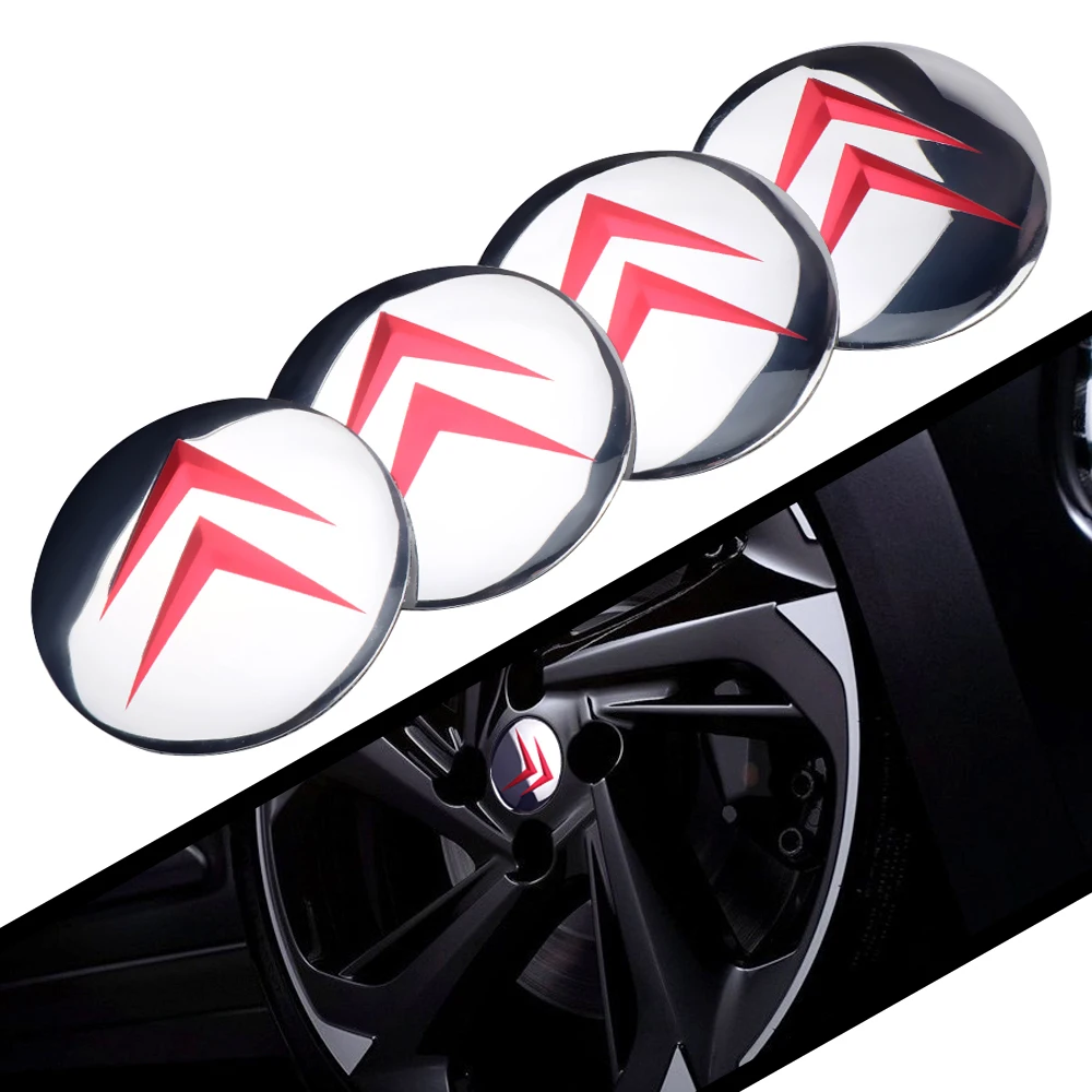 Wheel Center Caps Wheel Center Hub Cap Sticker 4Pcs Car Wheel Center Caps Badge Tire Hub Sticker Decoration For Citroen C1 C2 C3 C4 C5 C6 C8 C4L DS3 DS4 DS5 DS5LS DS6 DS VTS
