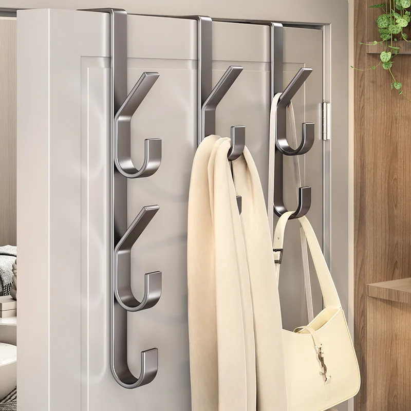 Door Hanging Hooks Metal Coat Hats Scarf Key Bag Storage Rack 3/5/7 Hooks Easy Installation Hook For Home Space-saving