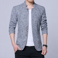 2023 Autumn winter men's casual suit Korean version slim-fit plaid suit jacket plus fleece thickened coat large size single west 1