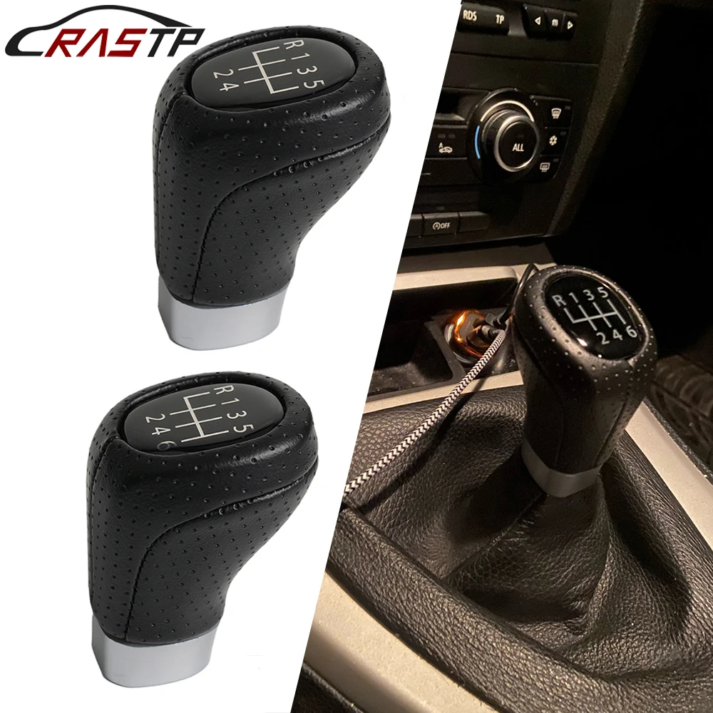 

RASTP-Car Gear Shift Knob Head Manual Shifter Lever HandBall Leather 5/6 Speed For BMW 1 3 Series E81 E82 E90 E91 E92 RS-SFN150