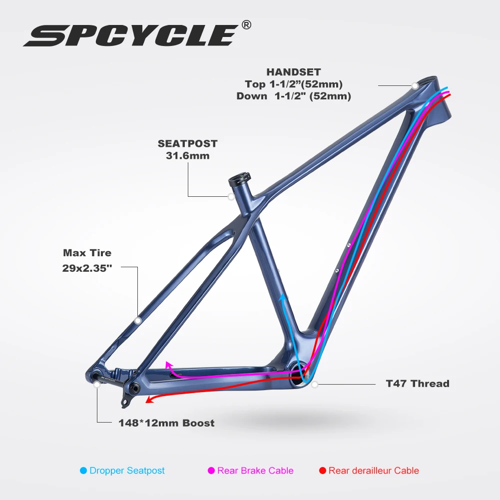 Spcycle 2024 New T1000 Carbon Mountain Bike Frame 29er Boost