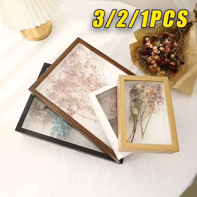 3PCS 3D Display Shadow Box Wooden Picture Frame 3cm Depth Nordic Style DIY Wood Photo Frame photo frame wood canvas frame wood photo frame wood frame wood picture frame art frames shadow box frame display case for Home Wall Decor
