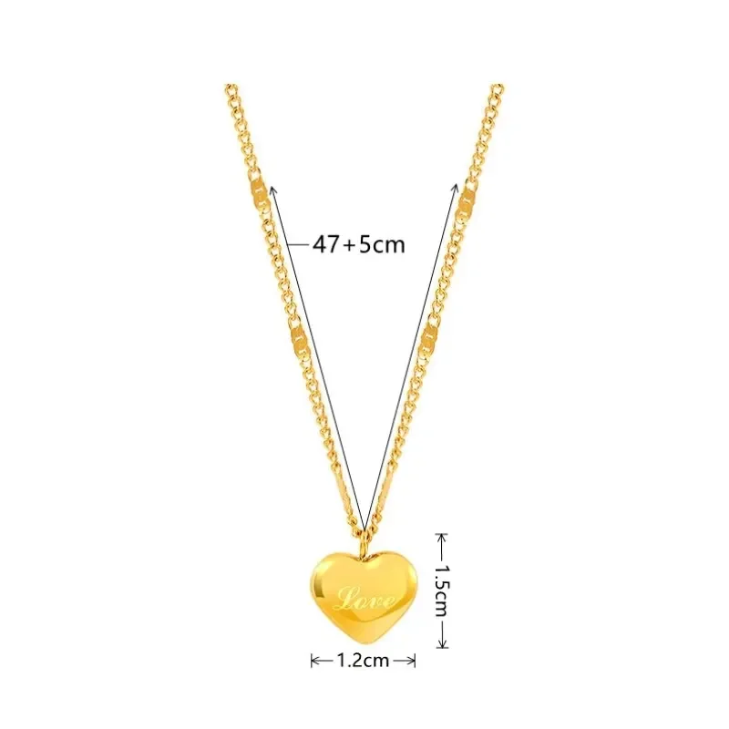 

Gold-color Necklace earrings jewelry set Simple Fashion Peach Heart Engraved Love Collarbone Chain Holiday Gifts DRN101