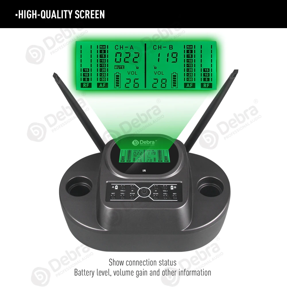 Wireless Microphone WM2 UHF wireless handheld microphone for Kara OK stage with wireless inductive charging infrared fast frequency pairing