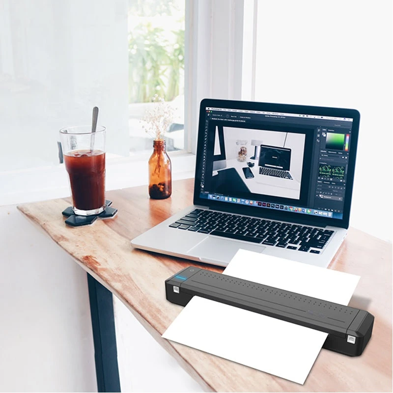 

Direct Thermal Transfer Printer Mobile Document Printer Portable Photo BT Wireless A4 Paper Printer for Office