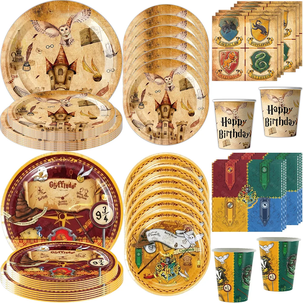 Academy magic birthday party supplies disposable tableware boys birthday tablecloth banner