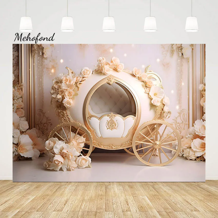 

Mehofond Photography Backdrop Carriage Flower Decor Newborn Bithday Party Baby Shower Girl Smash Background Studio Photozone