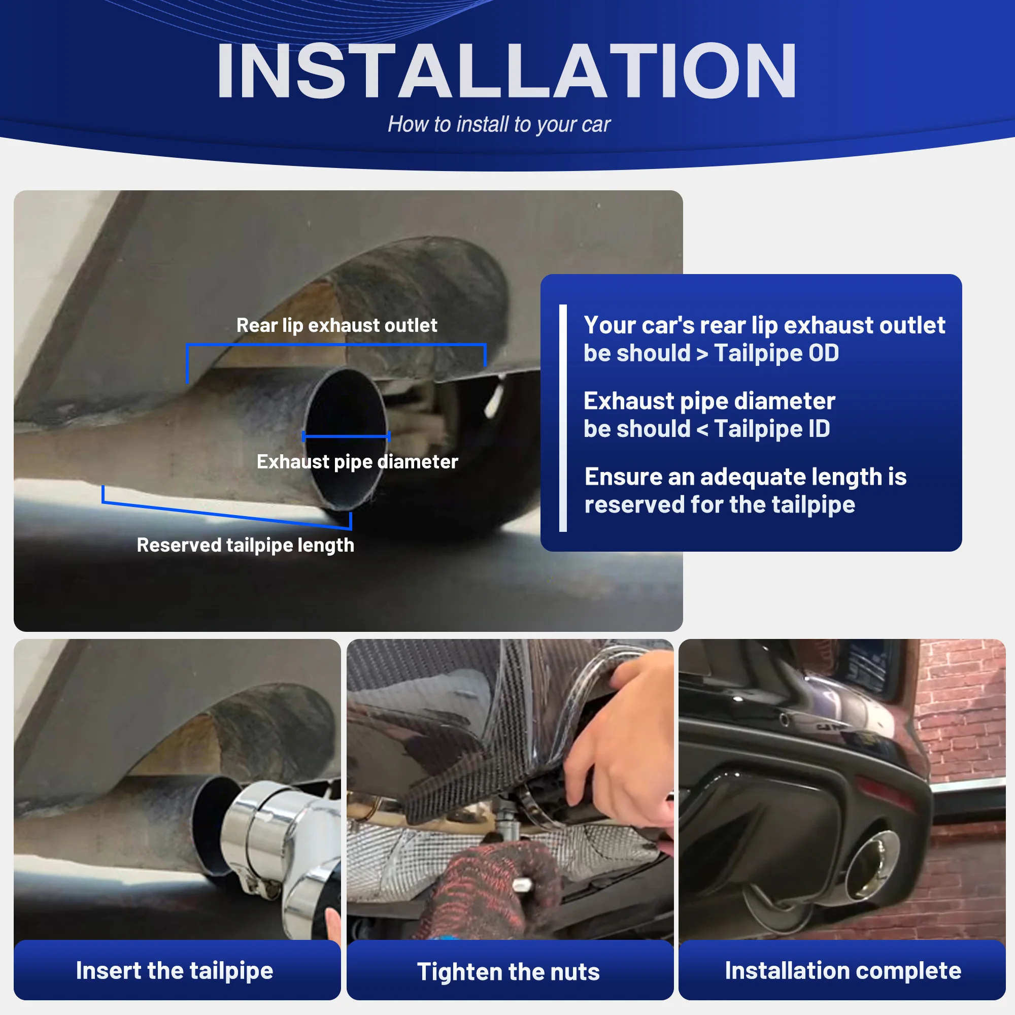 Exhaust Muffler Tip Exhaust Trim Pipe Exhaust Pipe Muffler Exhaust Racing Exhaust Tip Stainless Steel Universal tail pipe decoration nozzles stainless Muffler Tail Tips Modify