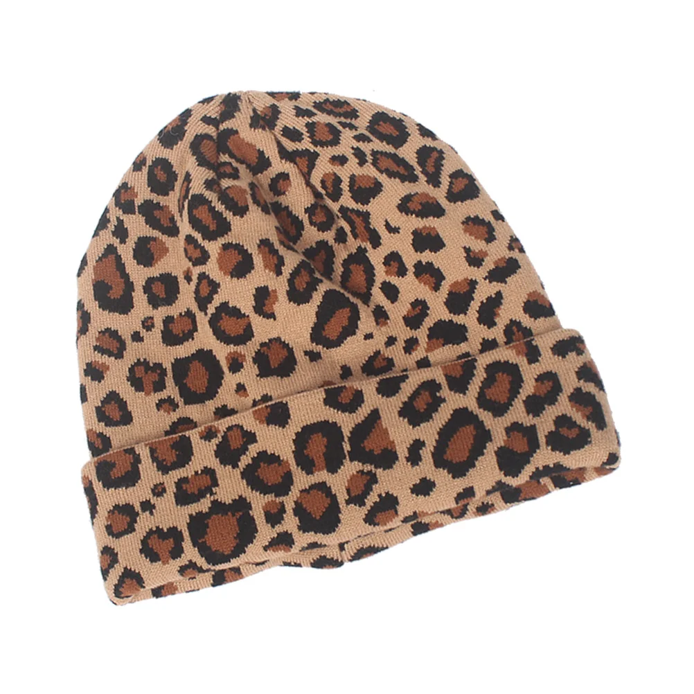 

Camel Leopard Lady Wool Knitted Hat Woman Warm Knit Fashion Beanie for Autumn