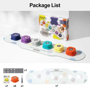 Mewoofun Dog Buttons Training Words Dog Talking Training Buttons Set 6 Packs for Communication Starter Pack with Training Manual 6