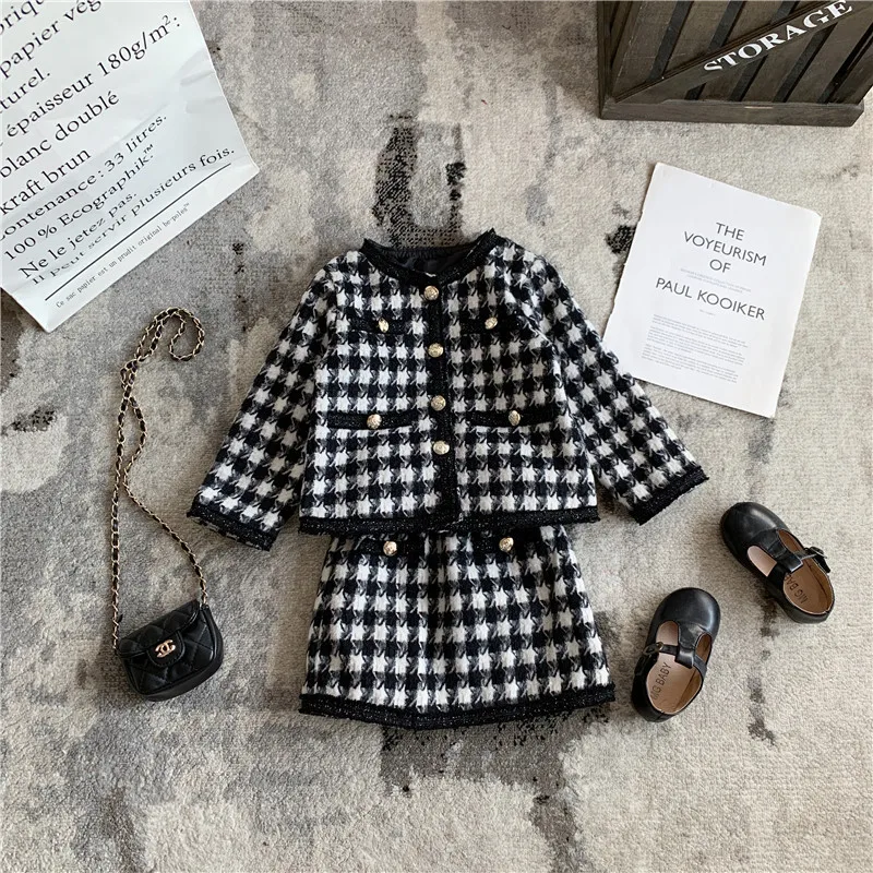 Autumn Girls Plaid Set Winter Children's Fashion Sweater Toddler Two Piece Sets Kids Long Sleeve Casual Wear Clothes kids clothing set,girls clothing set,kids sweatshirt set