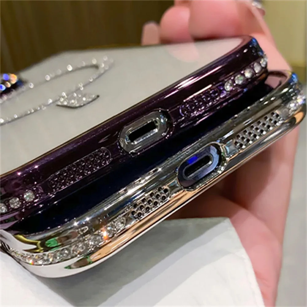 Модный Блестящий Прозрачный чехол для телефона Magsafe со стразами для iPhone 15 Plus 14 13 12 11 Pro Max, магнитный чехол с беспроводной зарядкой