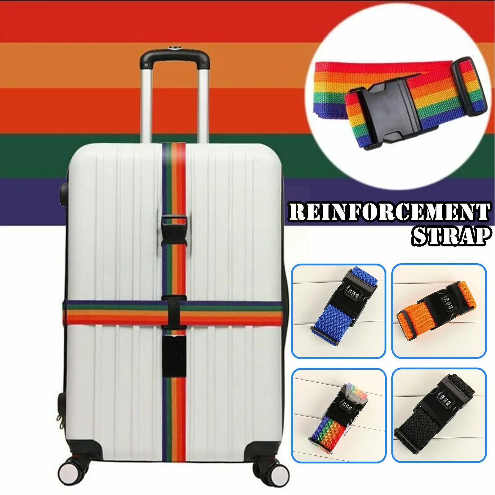 Tassen & portemonnees Bagage & Reizen Bagageriemen 80's Vintage Rainbow Luggage Strap Hawaii Pride Adjustable Nylon New 