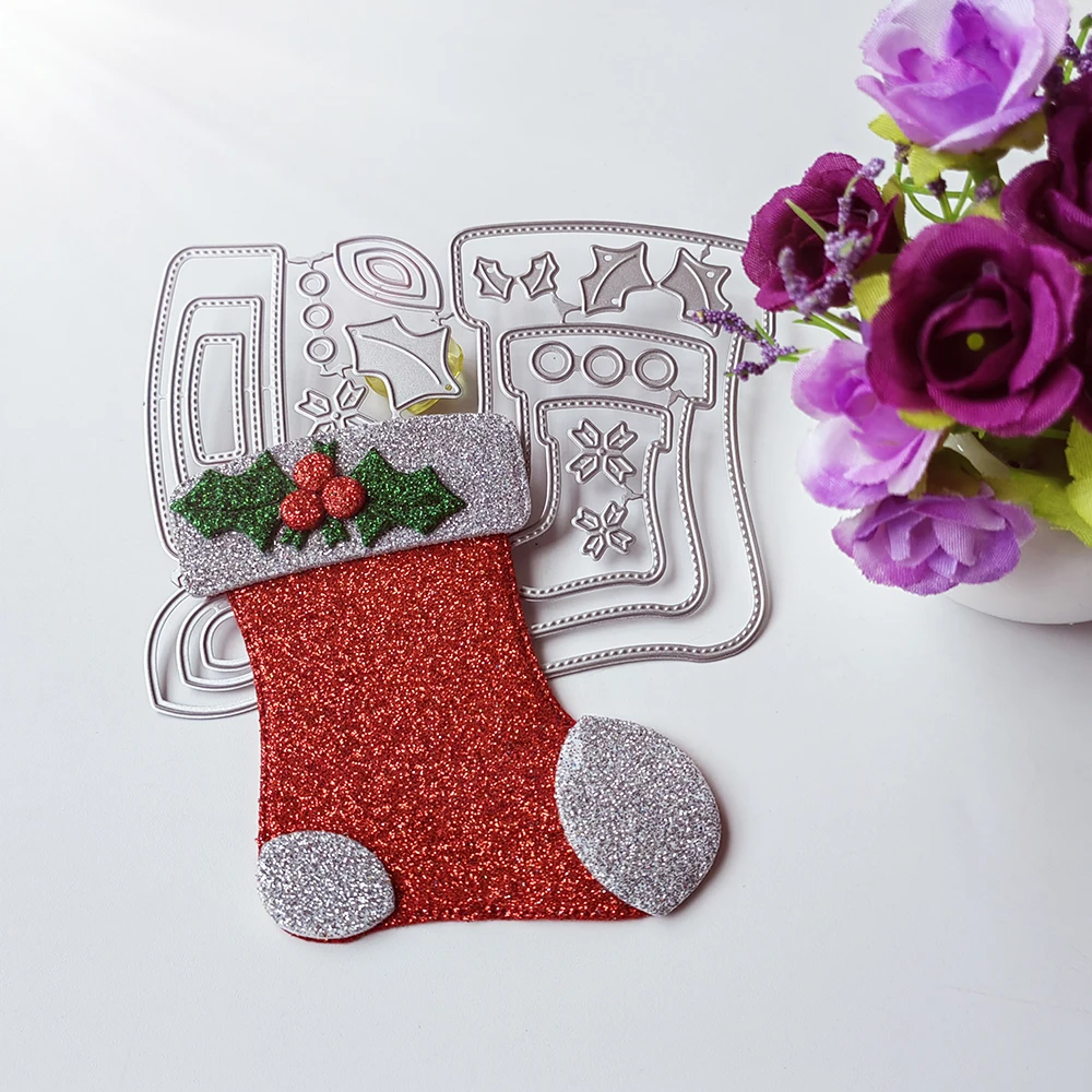 

Exquisite Christmas socks cutting dies scrapbook decoration embossed photo album decoration card making DIY crafts