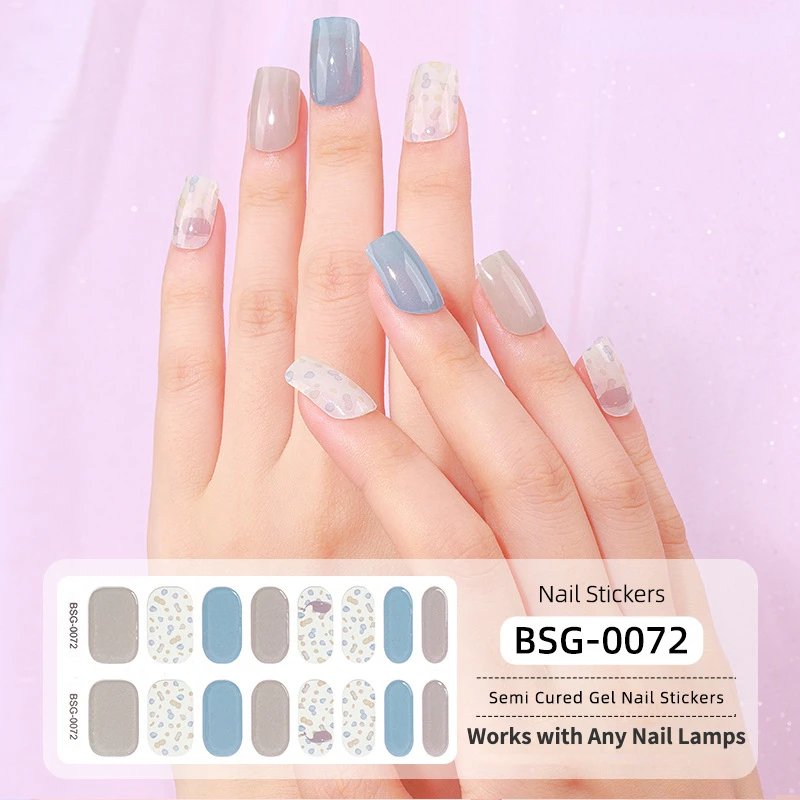 

Semi Cured Gel Nail Strips Works with Any Nail Lamps Salon-Quality Long Lasting Easy To Apply & Remove Glitter Gel Nail Strips