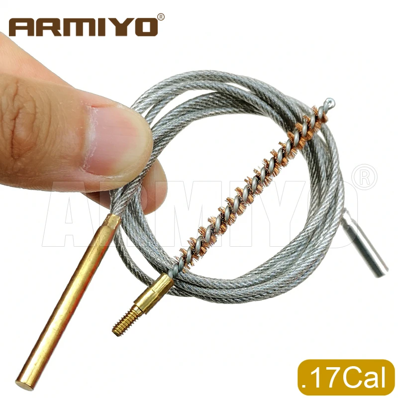 Armiyo Tactical .17Cal 4.5mm Pipeline Cleaning Hunting Gun Brush Brass Patch Holder Barrel Mop Cotton Kit 3mm Iron Draw Cable