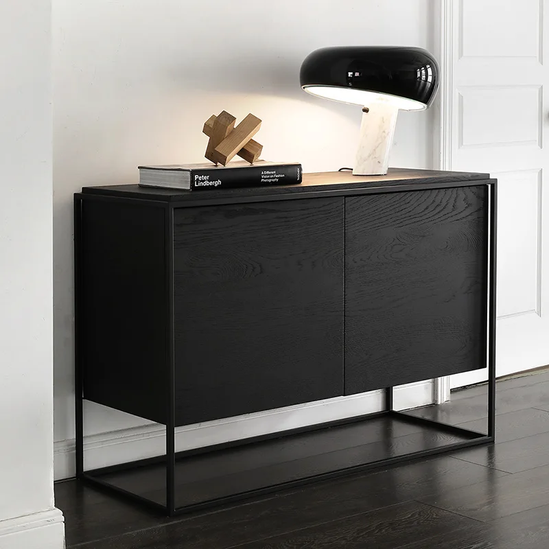 

Nordic Light Luxury Solid Wood Sideboard Italian Minimalist Entrance Cabinet Modern Minimalist Living Room Storage Cabinet