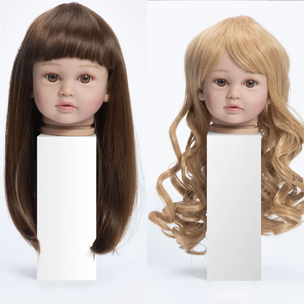 

Reborn Baby Doll Hair With Dark Brown/Gold Color Smooth Long Hair Wig Fit For DIY 22Inch 23 Inch Doll Accessories