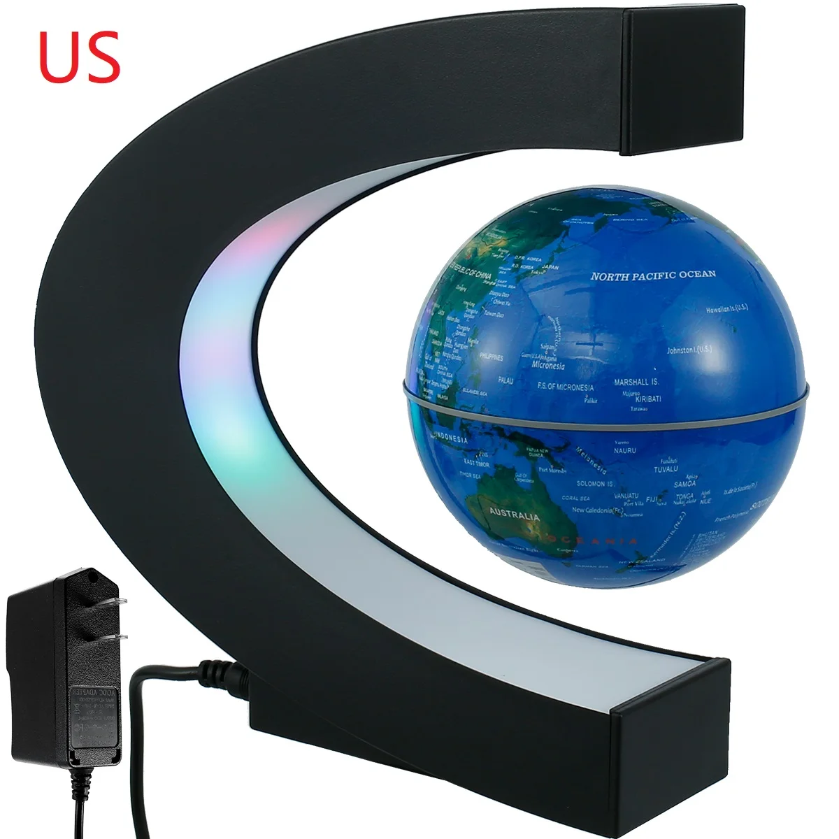 O/C Shape Levitating Lamp Magnetic Levitation Globe LED Earth Floating Lamp Rotating Globe Bedside L