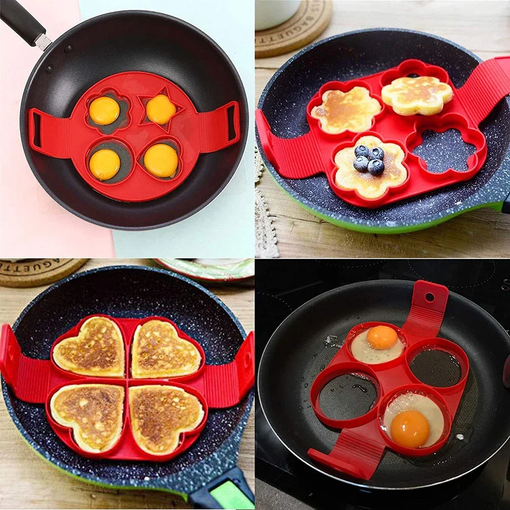 Kitchen Pancake Maker Mold Egg Cooker Fried Egg Shaper Omelet Silicone Nonstick Pancake Ring 4/7 Cavity Moulds For Cooking egg mold,pancake maker,omelette maker,egg cooker,egg ring