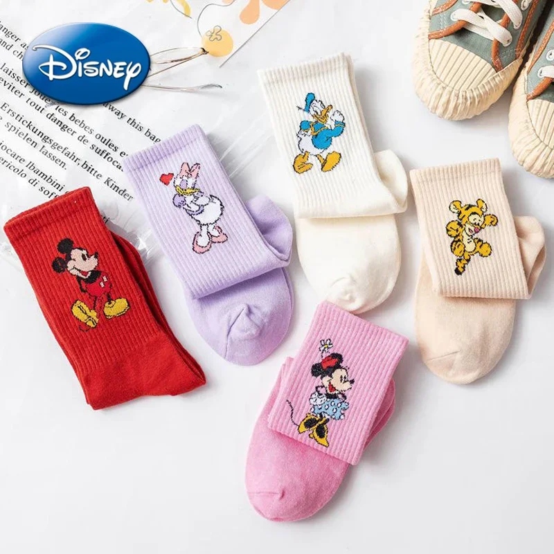 

Disney Mickey Mouse Cotton Socks Long Style Cartoon Anime Figures Breathable Absorb Sweat Sports Stockings Autumn Winter Warm