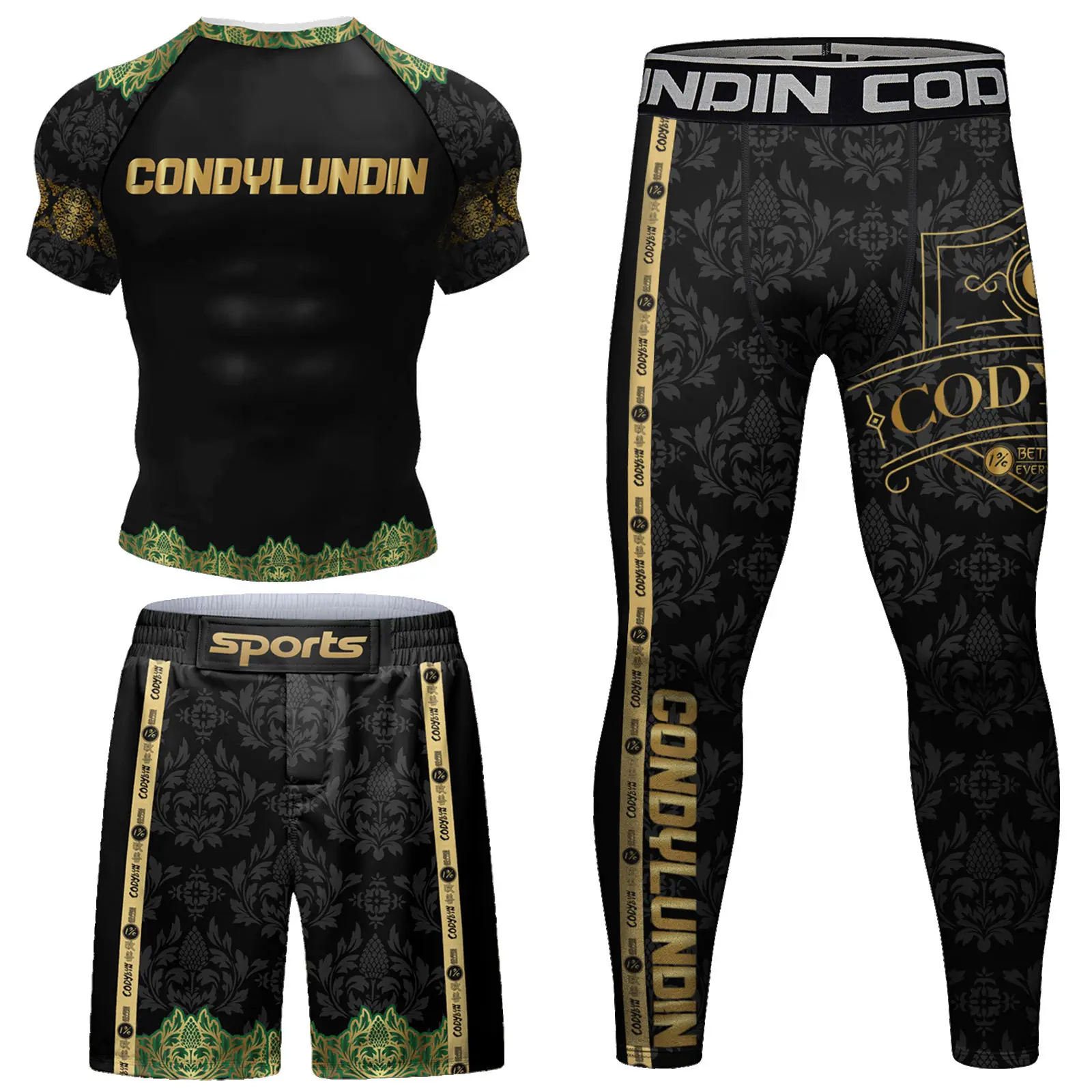 Sport Boxing Sets Men 3d Print Bjj Rashguard Mma Compression Shirt +Pant Muay Thai Shorts Rash Guard Grappling Sportswear Suit