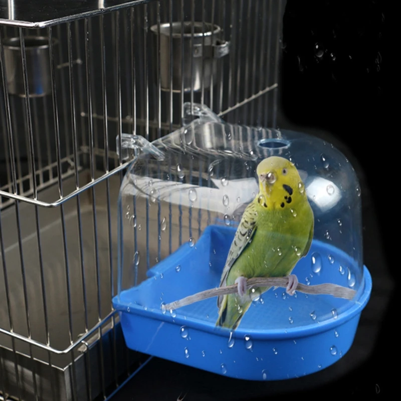 Pet Bird Bath Box Parrot Bathing Tub Cage Accessories