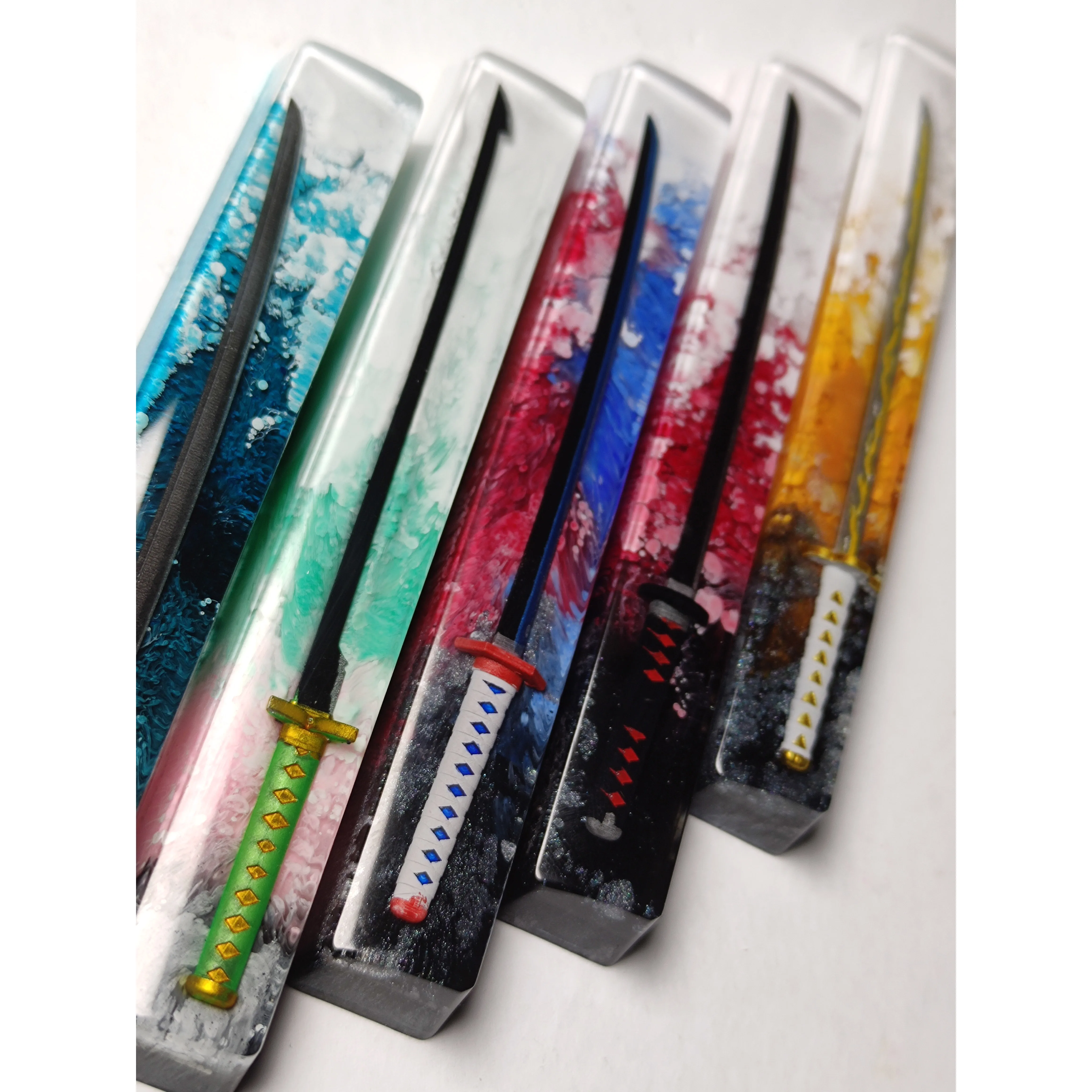 Anime Japonês Demon Slayer Artesanal Resina Keycaps 6.25u Barra de Espaço Custom mx Switch Key Caps para Teclado Mecânico Teclado Backlit Gk64 61 - Imagem 2