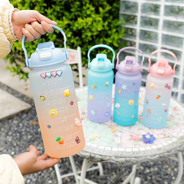 Kawaii Borraccia da 2 litri con cannuccia, bottiglia d'acqua