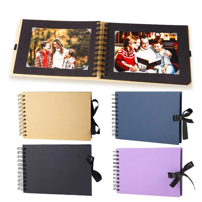 DIY Memory Album 60 Page Black Craft Pages Baby growth Memory notebook Kraft Album For Wedding Anniversary Gifts Books photo album